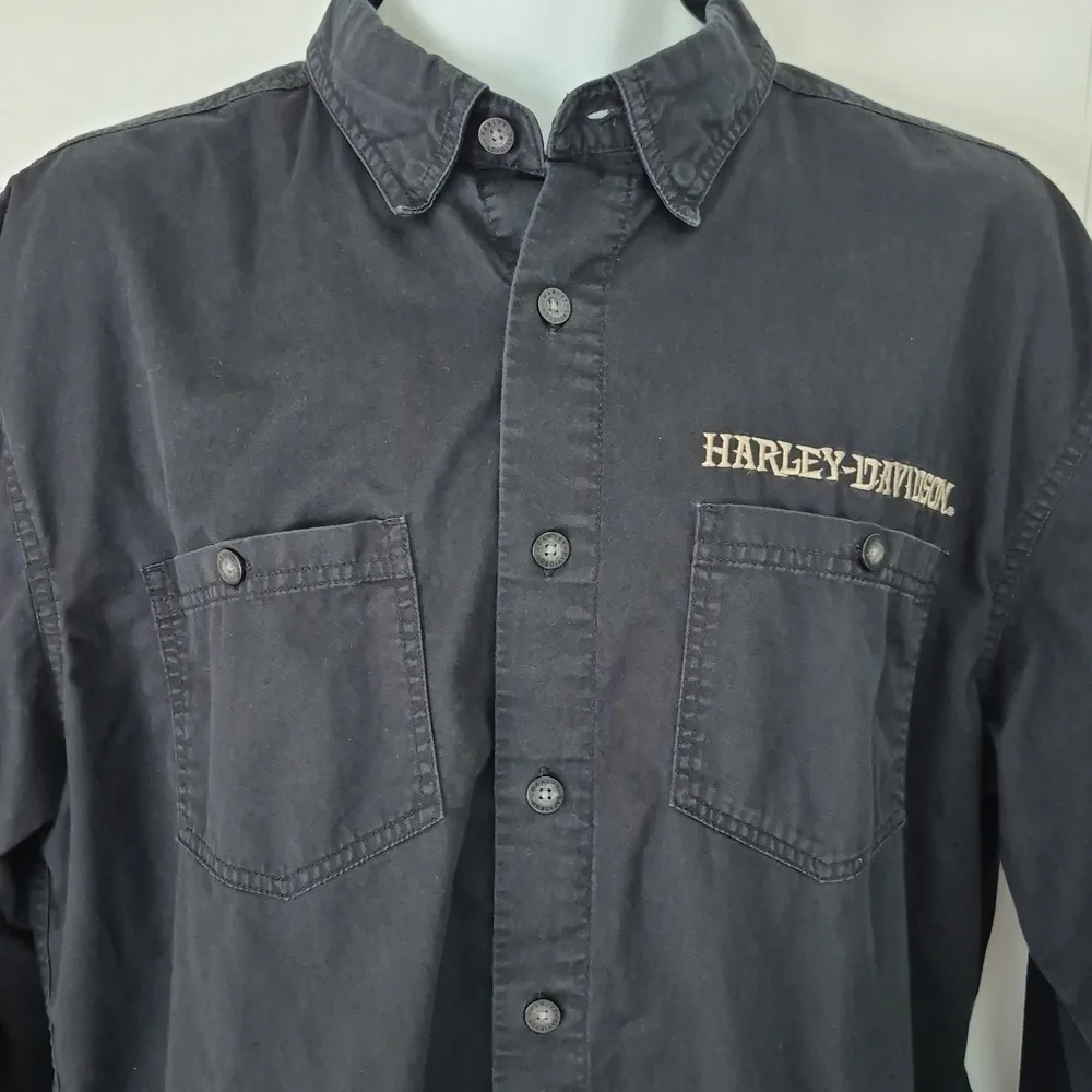 Harley-Davidson Black Long Sleeve Shirt Willie G Embroidered L - Picture 4 of 7